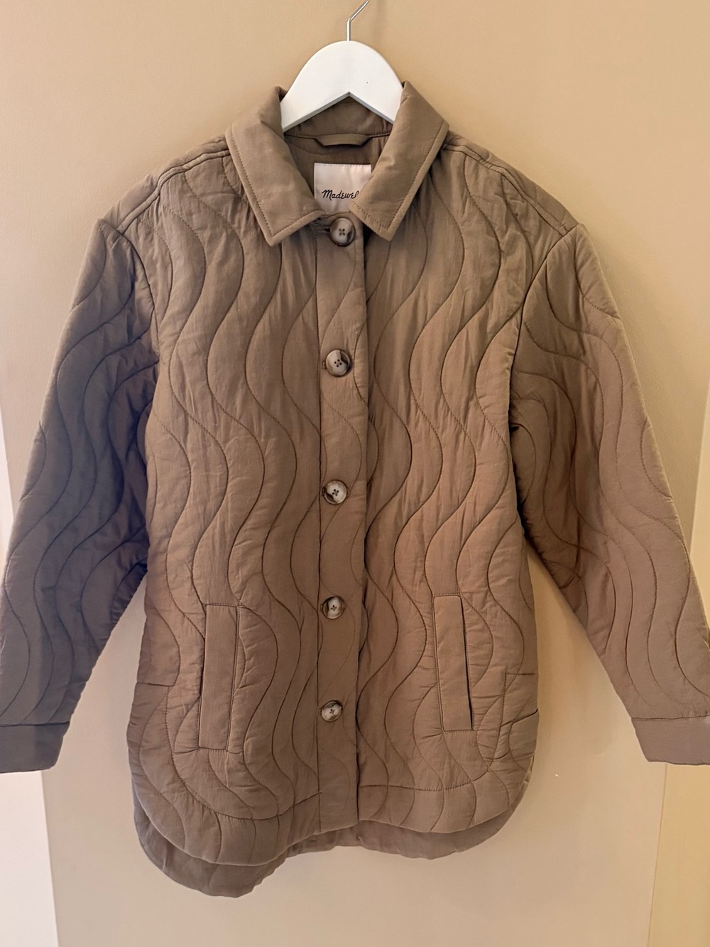 NWT Madewell Quilted Belrose Shirt-Jacket - Taupe/Tan XS